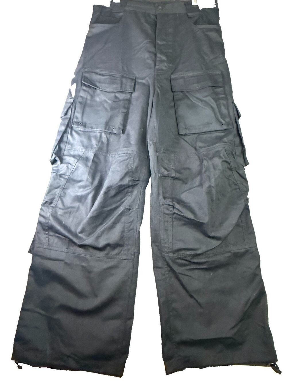 Balenciaga Cargo Pants Men’s M Black Multi Pocket Utility Wide Leg Drawstring